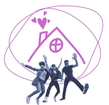  ceci est une icone qui represente le toit d'une maison avec 3 personnes en dessous 